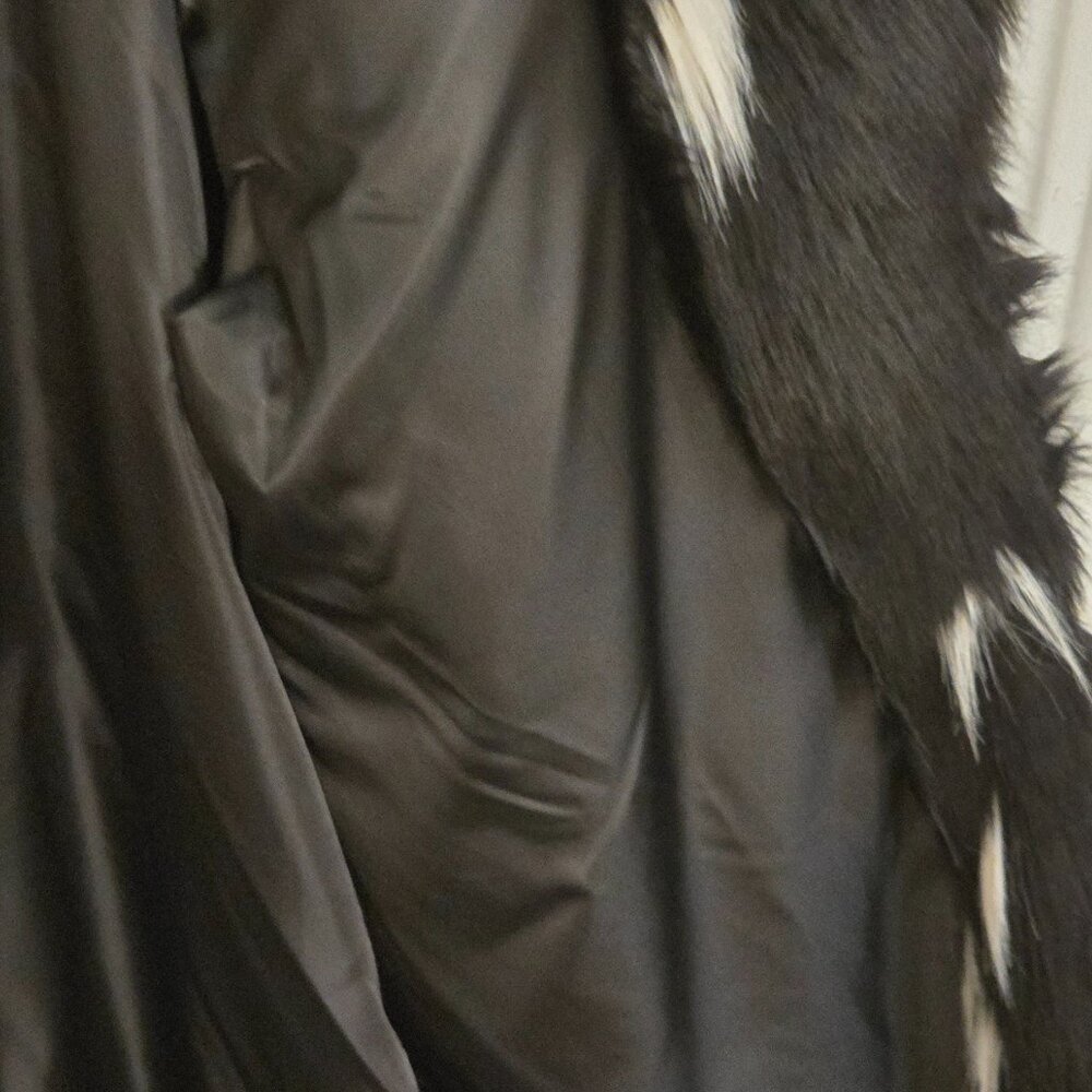 Faux Fur Jacket Mens Middle-length Black Long-sleeved Fox Fur Jacket Warm Trench - Picture 9 of 13